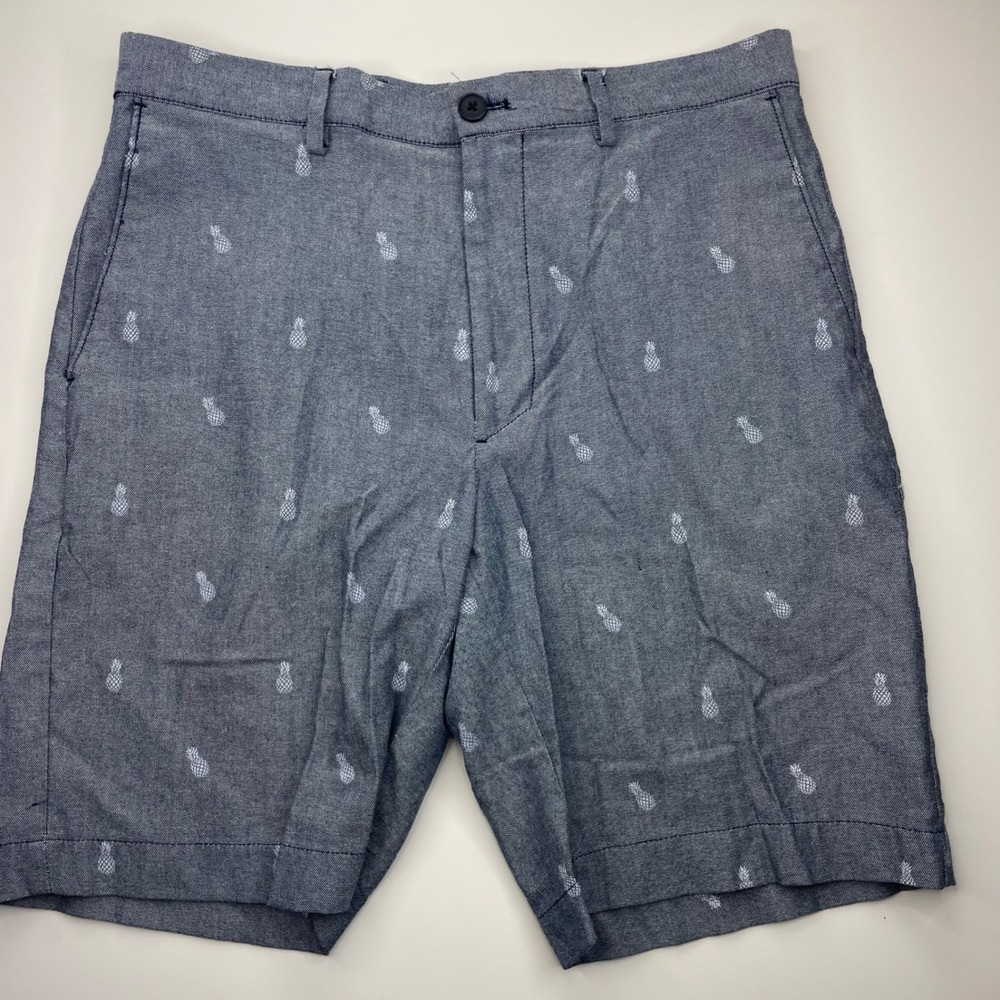 Mens Savane Pineapple Print Chino Shorts Blue Tropical Summer Casual Size 32